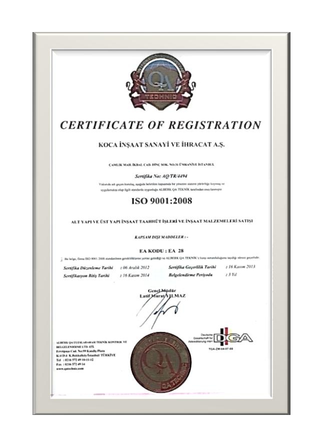 ISO certificate